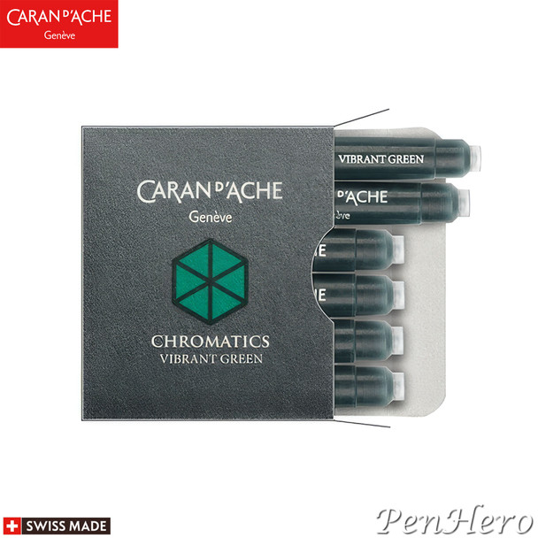 Caran d'Ache Ink Cartridges Vibrant Green Pack of 6