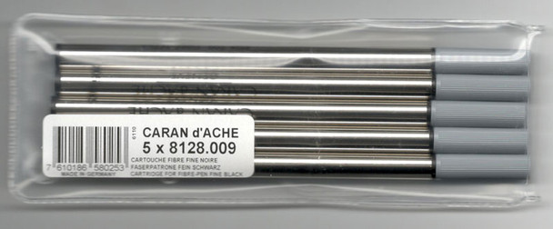 Caran d'Ache Black Fibre Ink Cartridge Fine Point 5 Pack