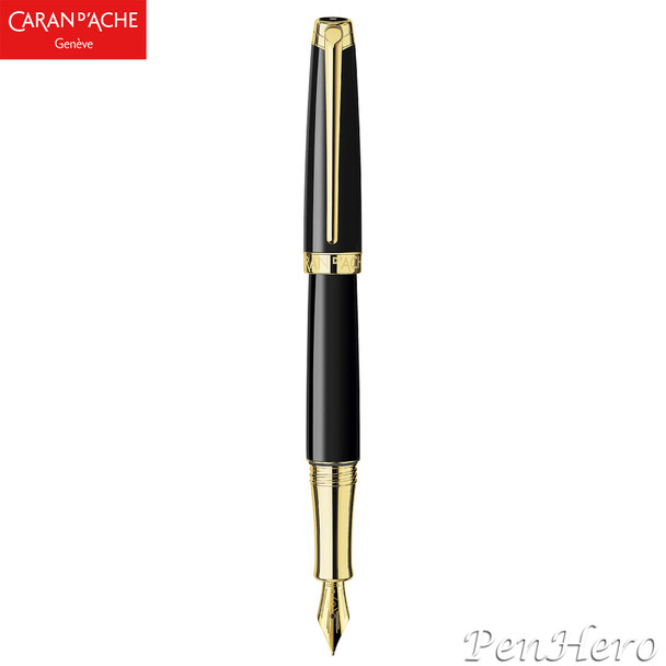 Caran d'Ache Leman V2 Ebony Black Gold-Plate Trim Fountain Pen Medium 4799.282