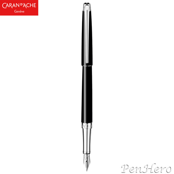 Caran d'Ache Leman Slim Black Ebony Fountain Pen Medium 4791.782