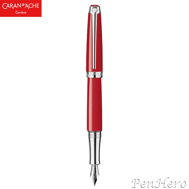 Caran d'Ache Leman V2 Scarlet Red Silver-Plate Trim Fountain Pen Fine 4799.760