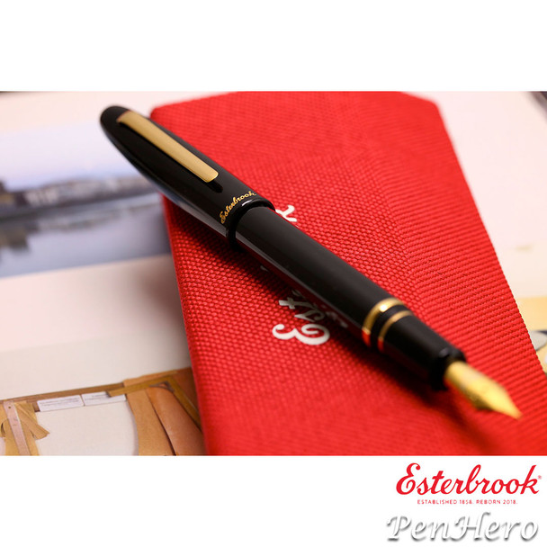 Esterbrook Estie Ebony Black Gold Plate Trim Fountain Pen Medium E116-M