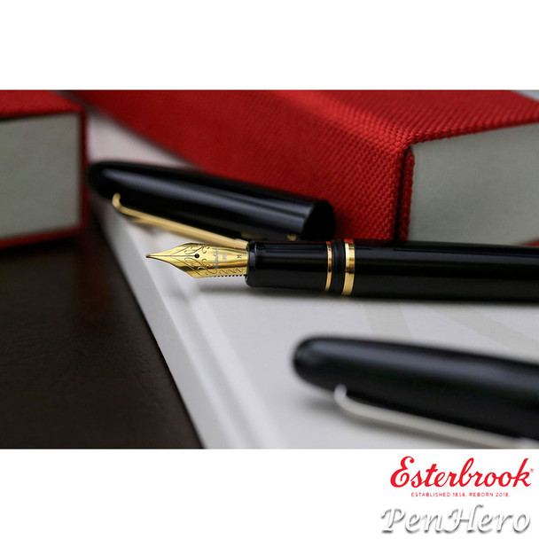Esterbrook Estie Ebony Black Gold Plate Trim Fountain Pen Medium E116-M
