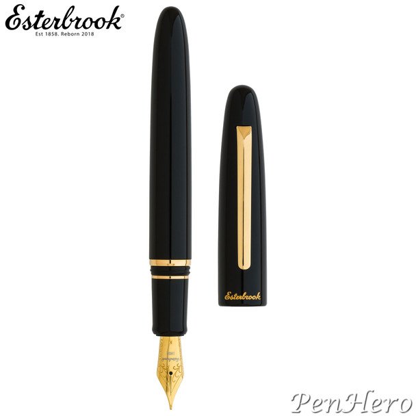 Esterbrook Estie Ebony Black Gold Plate Trim Fountain Pen Medium