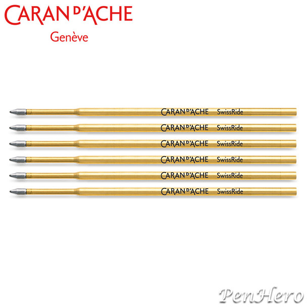 Caran d'Ache Swissride Medium Blue Ballpoint Ink Cartridge Six Pack
