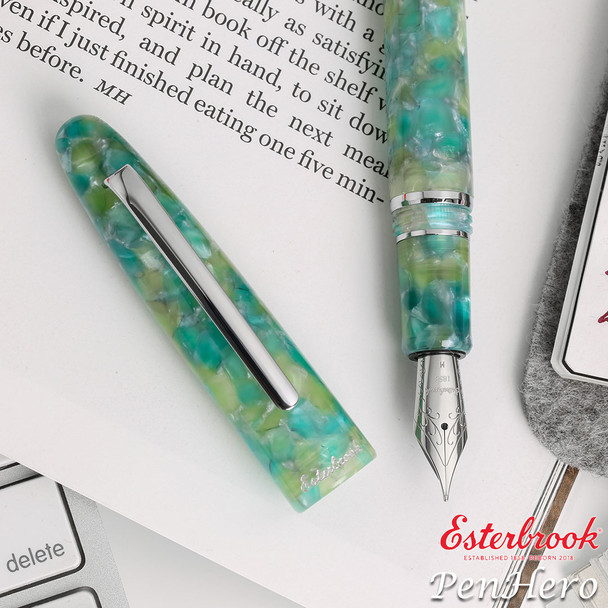 Esterbrook Estie Sea Glass Palladium Plate Trim Fountain Pen 1.1 Stub ESG836-S