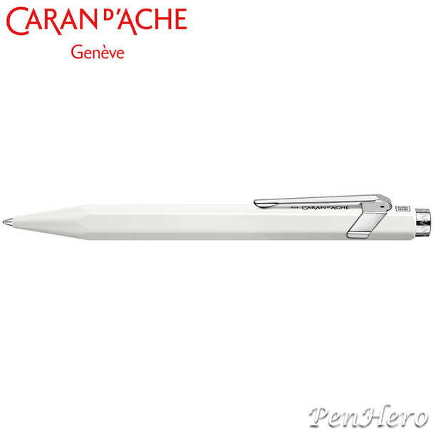 Caran d'Ache 849 Metal White Rollerball Pen 846.502, with Metal Slimpack