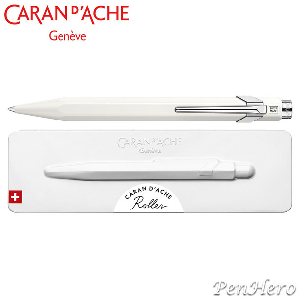 Caran d'Ache 849 Metal White Rollerball Pen 846.502, with Metal Slimpack