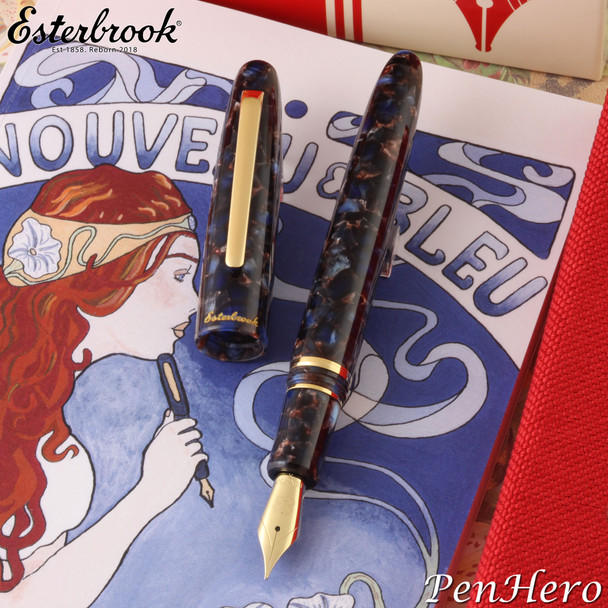Esterbrook Estie Nouveau Bleu Gold Plate Trim Fountain Pen 1.1 Stub