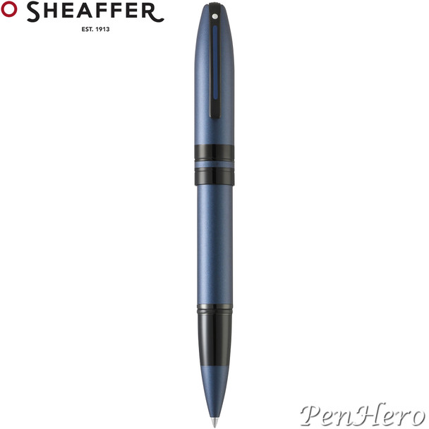 Sheaffer Icon Metallic Blue Lacquer Rollerball Pen with FREE Leather Pen Case