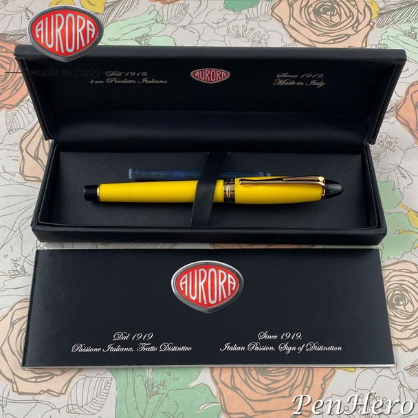Aurora Ipsilon Yellow Fountain Pen Extra Fine Nib B11-Y-EF