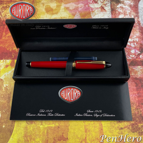 Aurora Ipsilon Red Fountain Pen Fine Nib B11-R-F