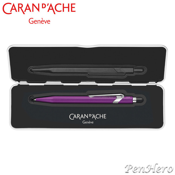 Caran d'Ache 849 COLORMAT-X Violet Ballpoint Pen 849.605, with holder