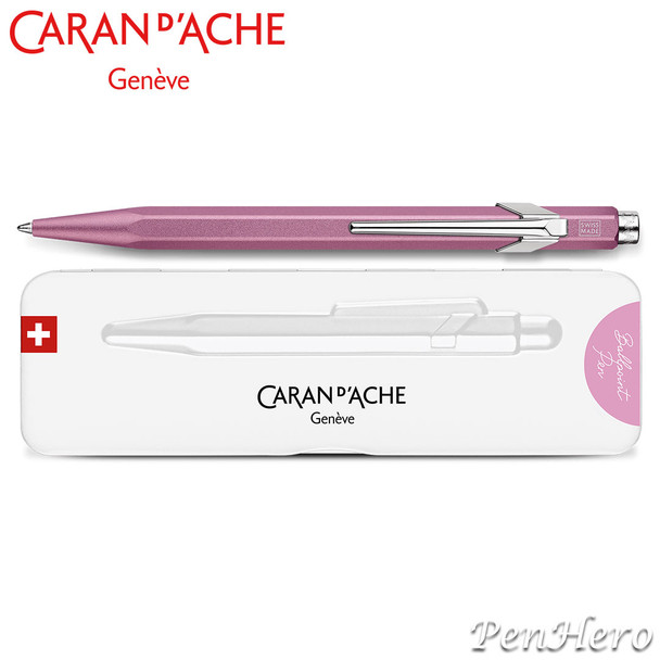 Caran d'Ache 849 COLORMAT-X Pink Ballpoint Pen 849.591, with holder
