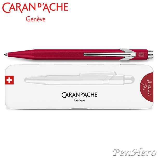 Caran d'Ache 849 COLORMAT-X Red Ballpoint Pen 849.585, with holder