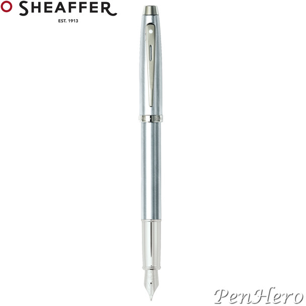 Sheaffer 100 Brushed Chrome Fountain Pen Medium