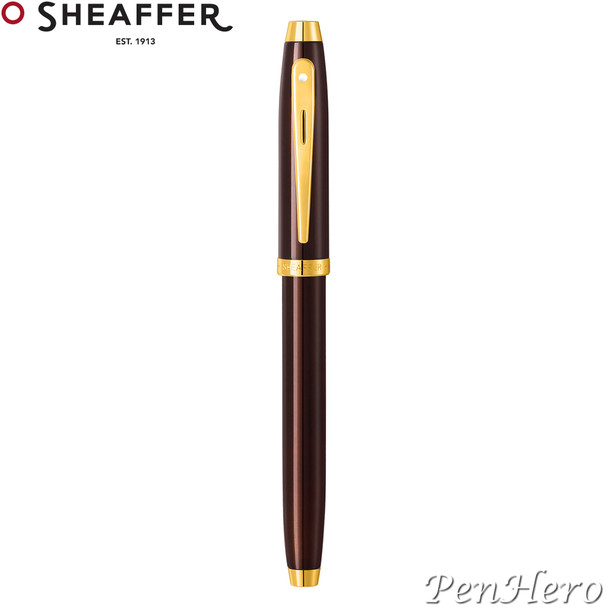 Sheaffer 100 Coffee Brown Fountain Pen With PVD Gold-Tone Trim Medium