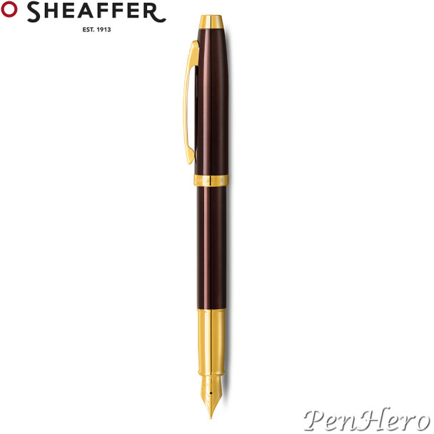 Sheaffer 100 Coffee Brown Fountain Pen With PVD Gold-Tone Trim Fine