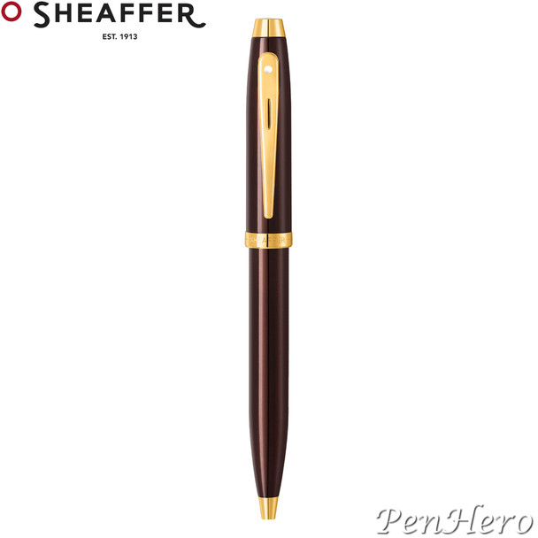 Sheaffer 100 Coffee Brown Ballpoint Pen With PVD Gold-Tone Trim