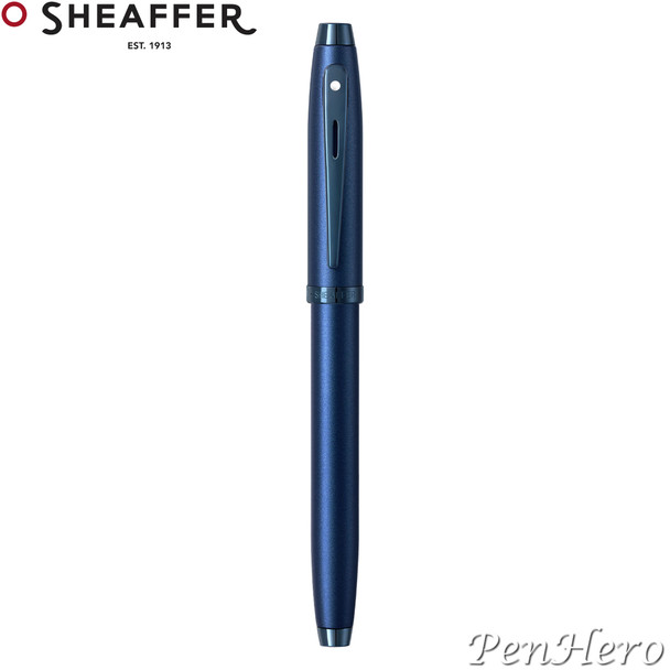 Sheaffer 100 Satin Blue Rollerball Pen With PVD Blue Trim