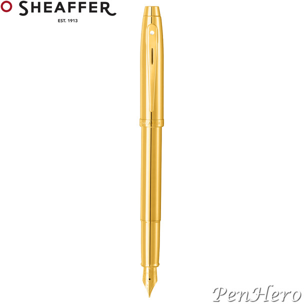Sheaffer 100 Glossy PVD Gold-Tone Fountain Pen Fine
