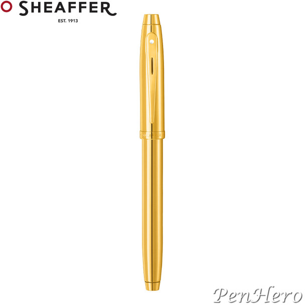 Sheaffer 100 Glossy PVD Gold-Tone Fountain Pen Medium