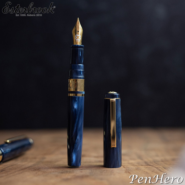 Esterbrook Model J Capri Blue Gold Plate Trim Fountain Pen Fine EBJBLUE-F