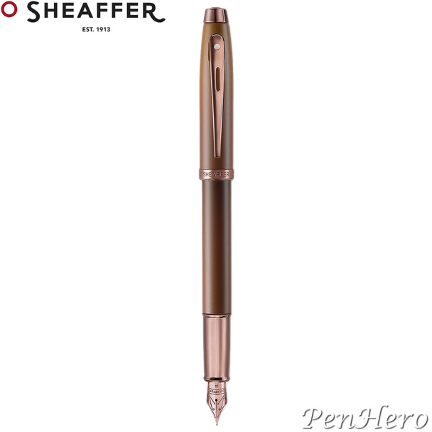 Sheaffer 100 Coffee Edition Matte Brown Fountain Pen with Regal Brown PVD Trim Fine