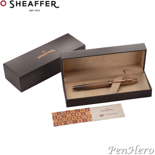 Sheaffer 100 Coffee Edition Matte Brown Fountain Pen with Regal Brown PVD Trim Fine