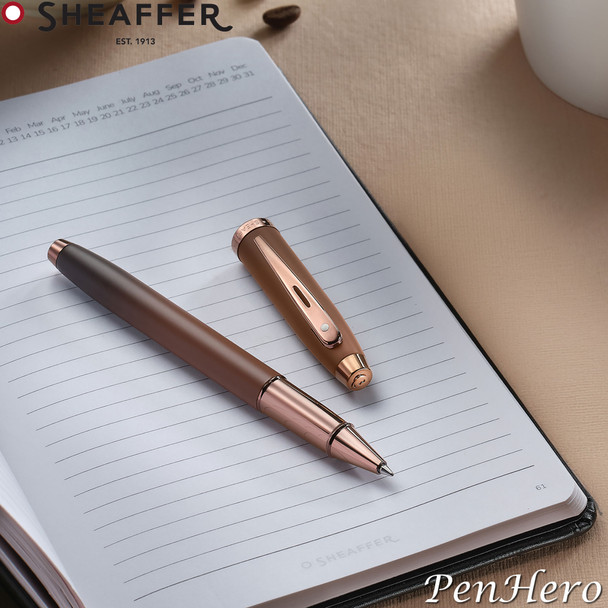 Sheaffer 100 Coffee Edition Matte Brown Rollerball Pen with Regal Brown PVD Trim