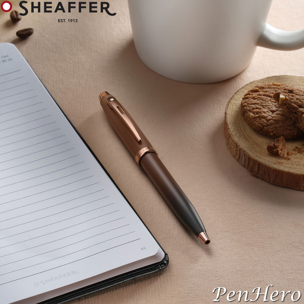 Sheaffer 100 Coffee Edition Matte Brown Ballpoint Pen with Regal Brown PVD Trim