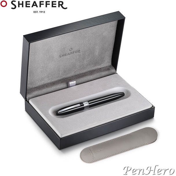 Sheaffer Legacy Glossy Black Rollerball Pen with FREE Leather Pouch