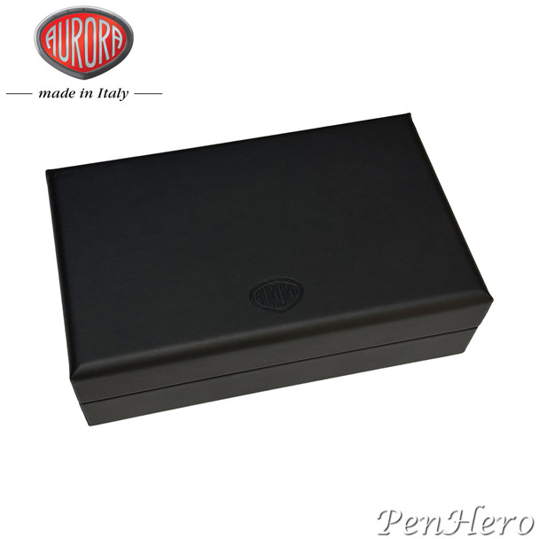 Aurora Optima Black Resin Chrome Plated Trim Fountain Pen Fine Nib