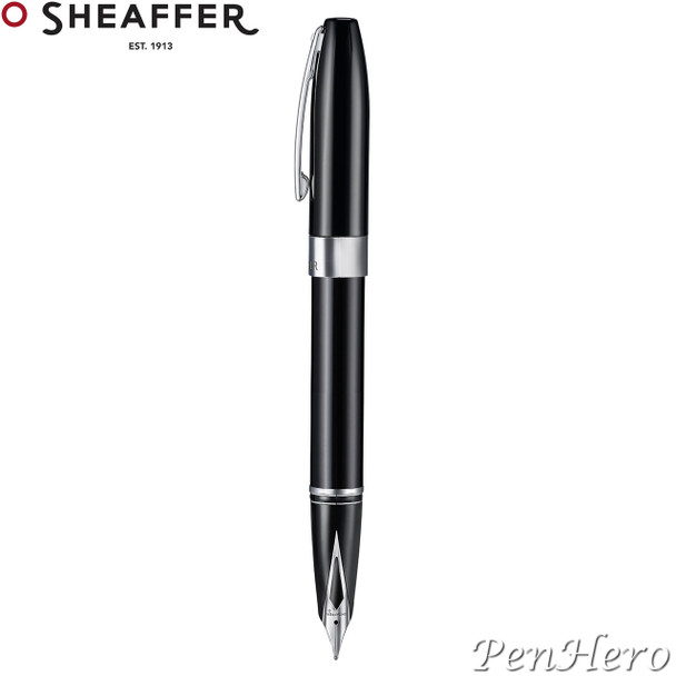 Sheaffer Legacy Glossy Black Fountain Pen Fine with FREE Leather Pouch