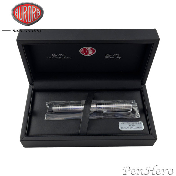 Aurora Ipsilon Quadra Sterling Silver Fountain Pen Fine Nib