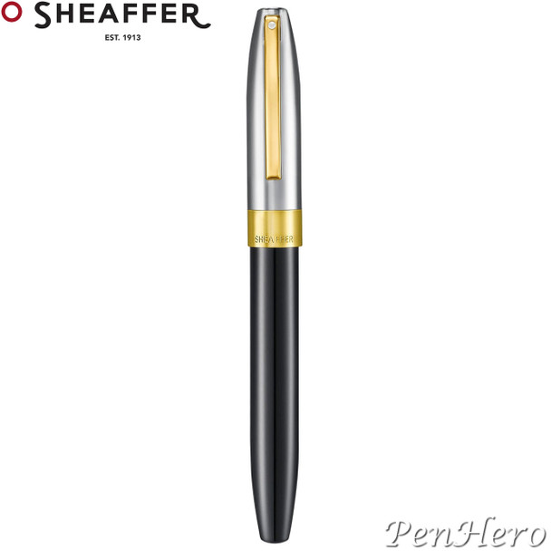 Sheaffer Legacy Glossy Black and Chrome Fountain Pen Fine with FREE Leather Pouch