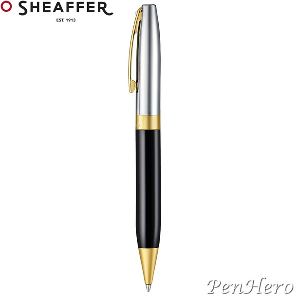 Sheaffer Legacy Glossy Black and Chrome Ballpoint Pen with FREE Leather Pouch