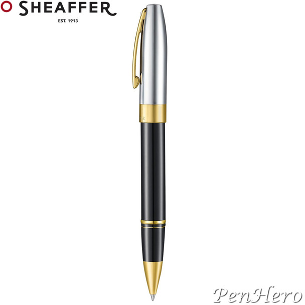 Sheaffer Legacy Glossy Black and Chrome Rollerball Pen with FREE Leather Pouch
