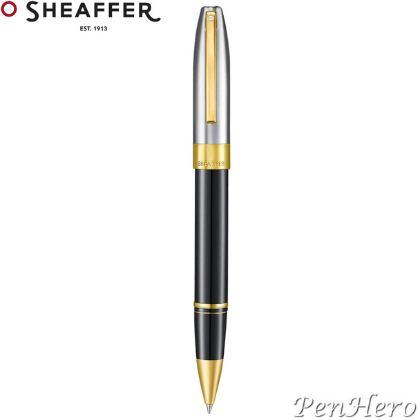Sheaffer Legacy Glossy Black and Chrome Rollerball Pen with FREE Leather Pouch