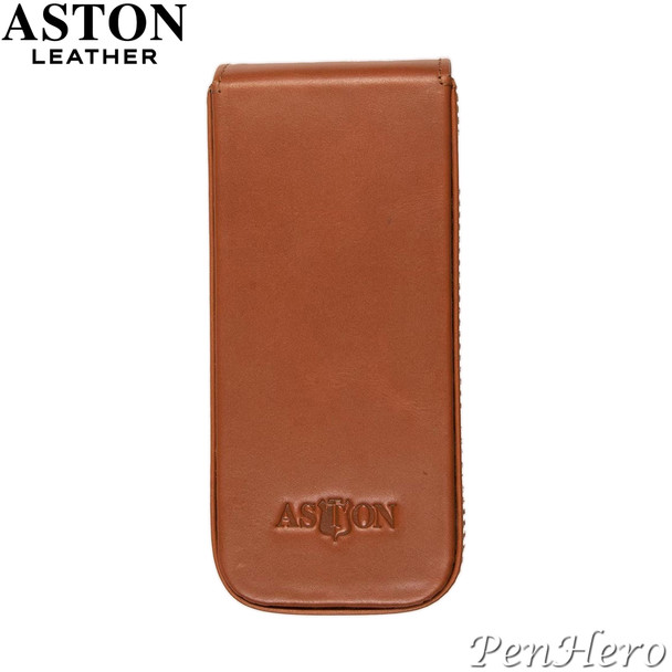 Aston Leather Pen Case with Three Slots Tan