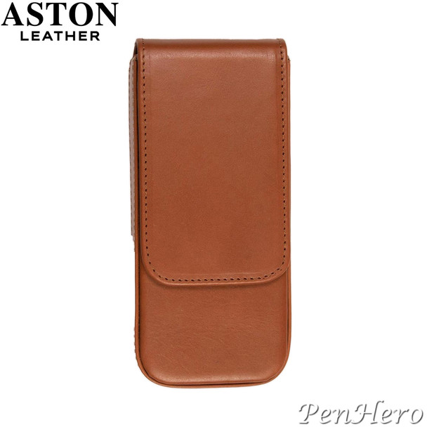 Aston Leather Pen Case with Three Slots Tan