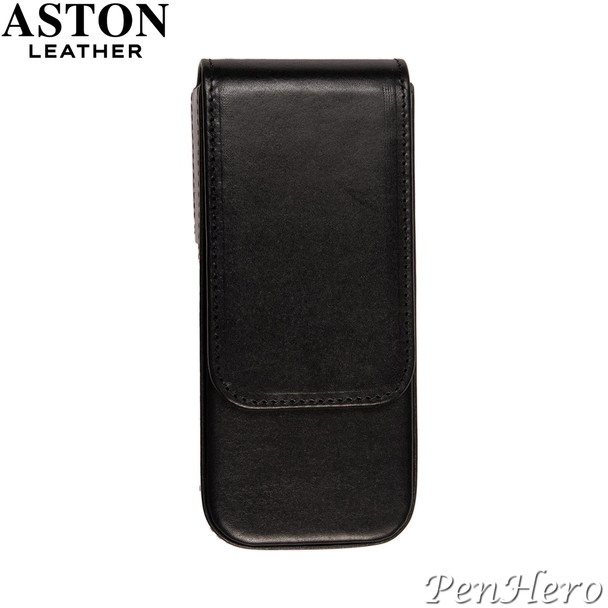 Aston Leather Pen Case with Three Slots Black