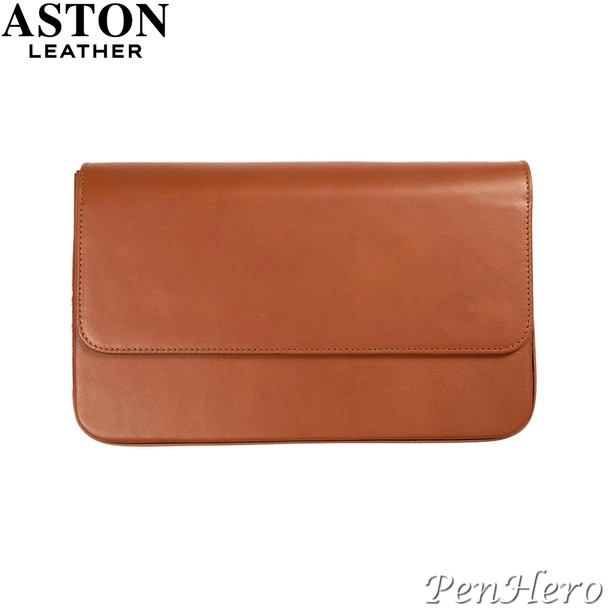 Aston Leather Pen Case with Twelve Slots Tan