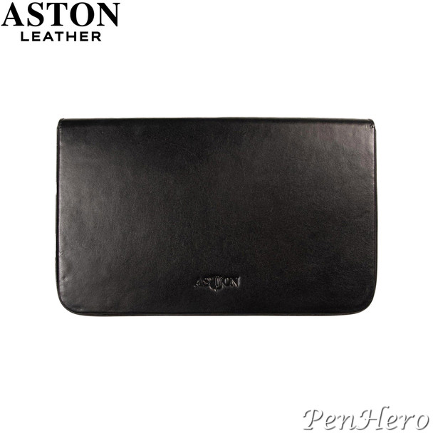 Aston Leather Pen Case with Twelve Slots Black