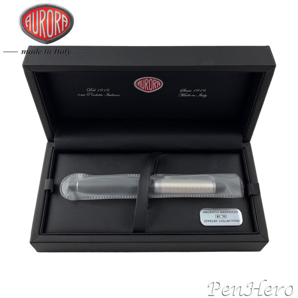Aurora Ipsilon Quadra Sterling Silver Cap Black Resin Barrel Fountain Pen Fine Nib
