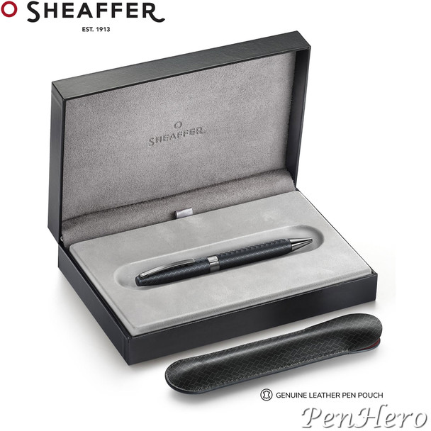 Sheaffer Legacy Chevron Black Ballpoint Pen with FREE Leather Pouch