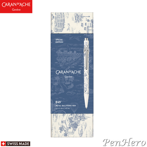 Caran d'Ache 849 Toile de Jouy White Special Edition Ballpoint Pen