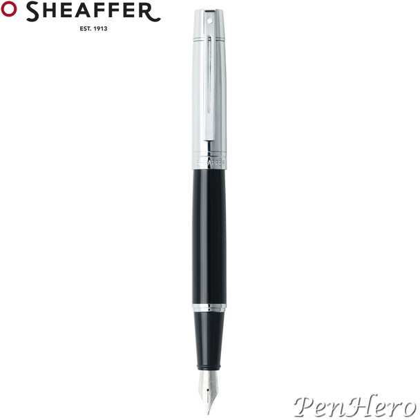 Sheaffer 300 Chrome Cap / Glossy Black Fountain Pen Medium