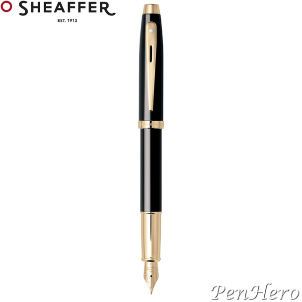 Sheaffer 100 Gloss Black G/T Fountain Pen Medium