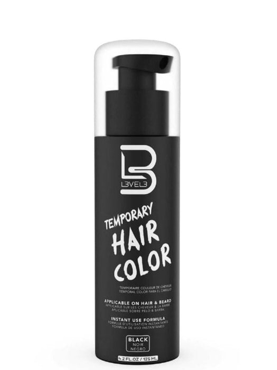 L3VEL3 Temporary Beard & Hair Color - Black Dye 4.2 oz - Barber Salon Supply